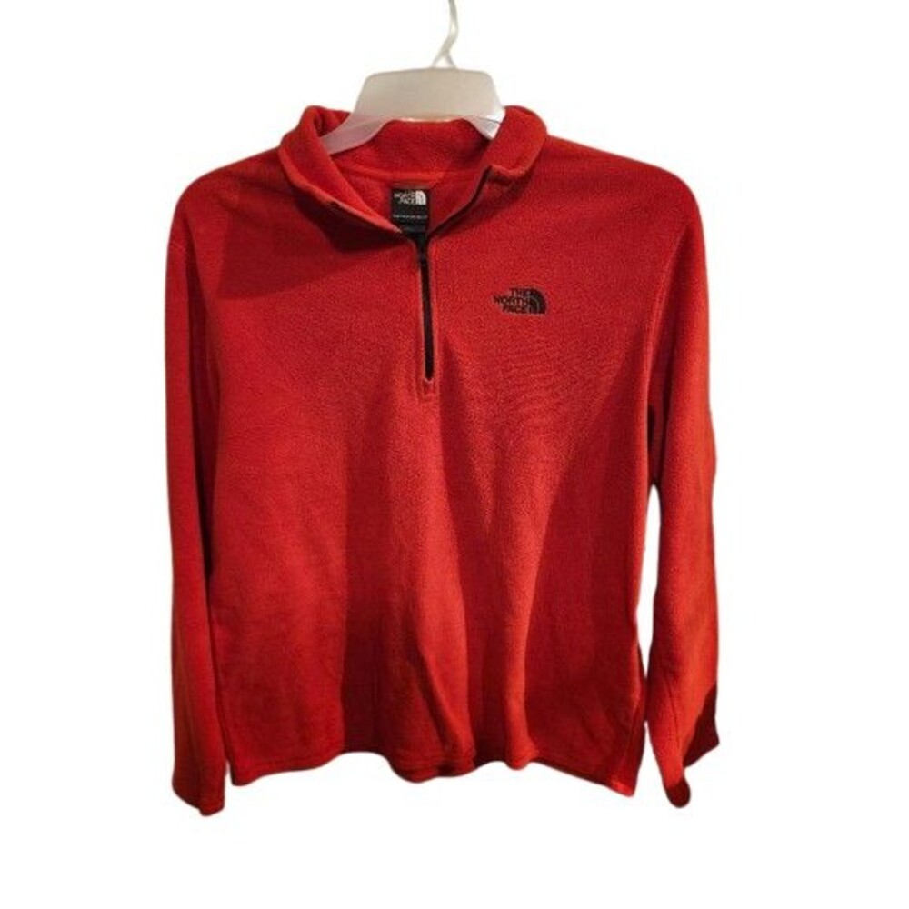 C1 The North Face Fleece Sweater Shirt Mens L Orange 1/4 Zip Pullover Mock Neck